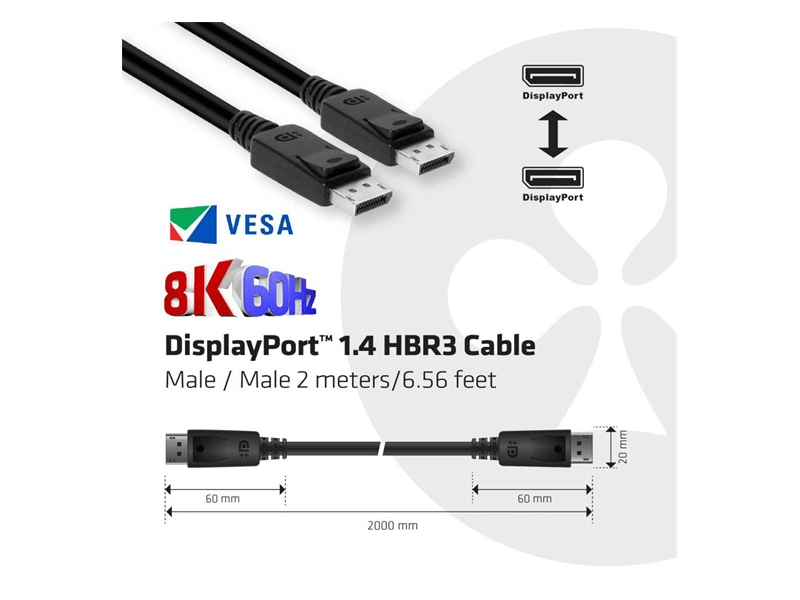 Club 3D CAC-2068 DisplayPort 1.4 8K60Hz kábel, 2 m