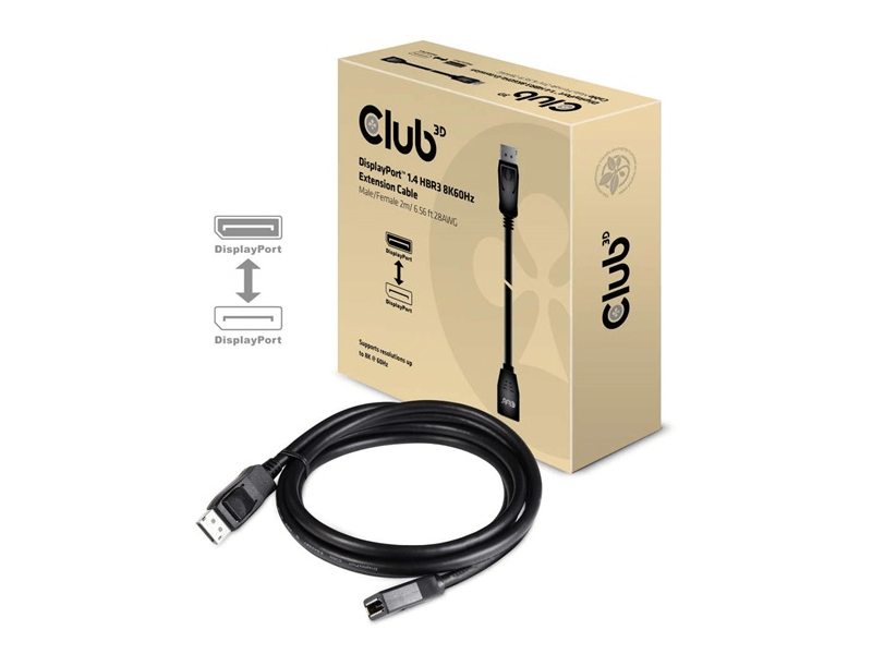 KAB Club3D DisplayPort 1.4 HBR3 Extension kábel 8K60Hz M/F 2m /6.56ft