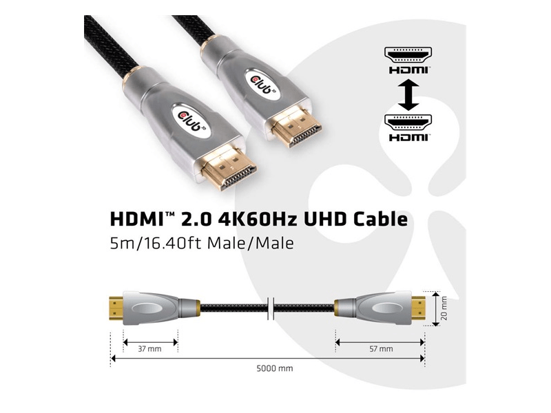 Club 3D CAC-2312 HDMI 2.0 4K60Hz kábel, 5 m