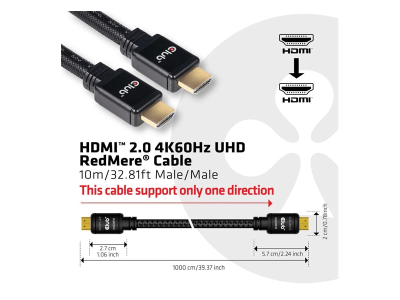 Club 3D CAC-2313 HDMI 2.0 4K60Hz RedMere kábel, 10m