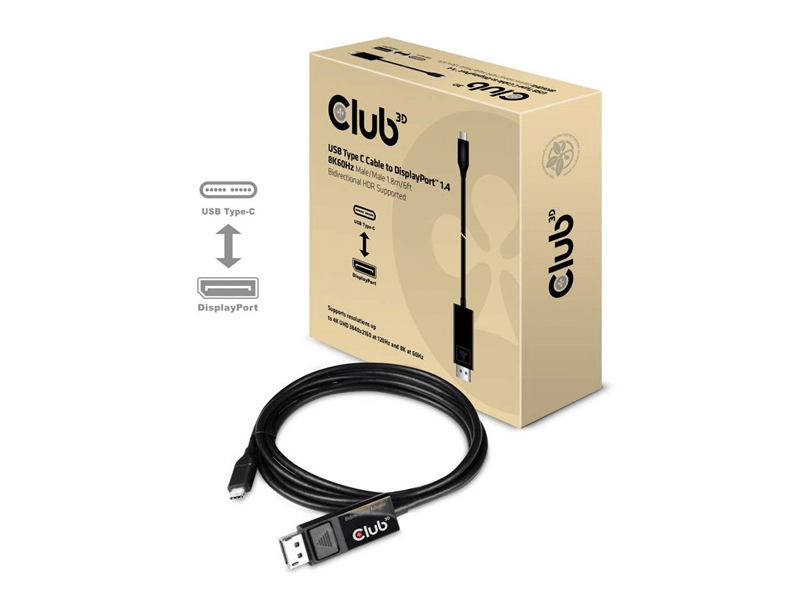 Club 3D CAC-1557 USB-C - Displayport 1.4 Kábel, 1,8 m