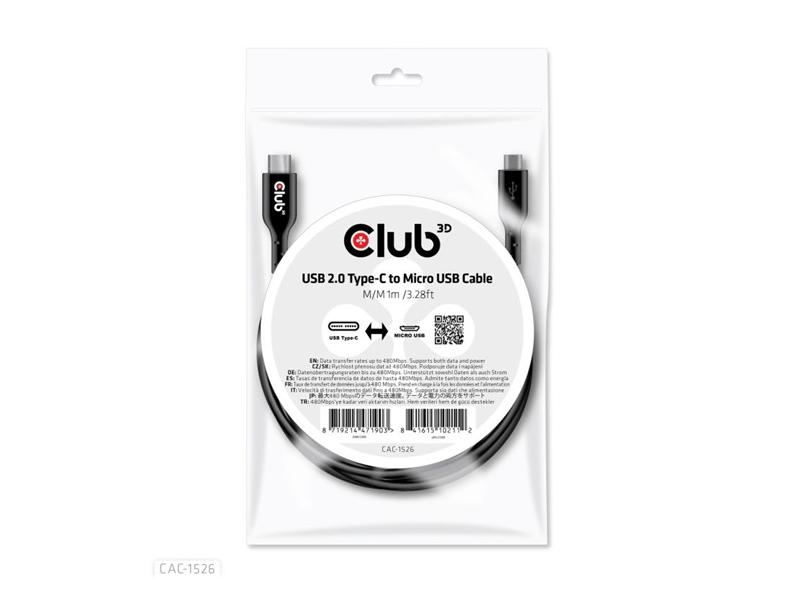 KAB Club3D USB 2.0 Type-C to Micro USB Cable M/M 1m