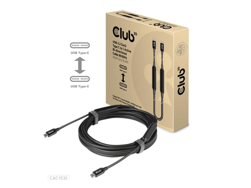 Club3D CAC-1535 USB 3.2 Gen2 Type C kábel, 8K60Hz, 5m