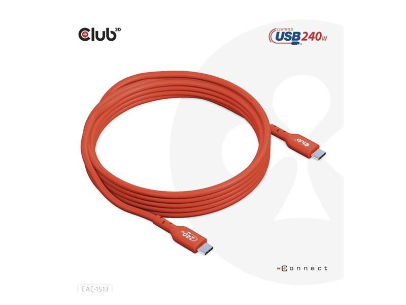 Club3D CAC-1513 USB2 Type-C Bi-Directional USB-IF Adatkábel, 3m