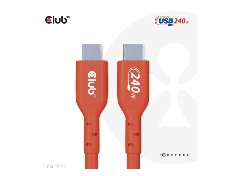 Club3D CAC-1515 USB2 Type-C Bi-Directional USB-IF Adatkábel, 4m