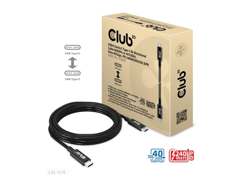 Club 3D CAC1579 USB Type-C kábel, 8K60Hz