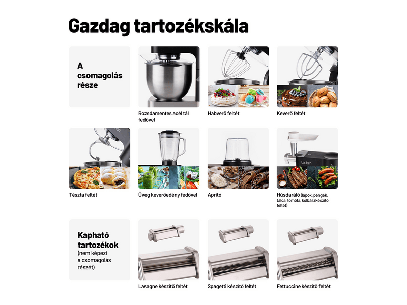 Lauben Kitchen Machine 1200WT Konyhai robotgép, fehér