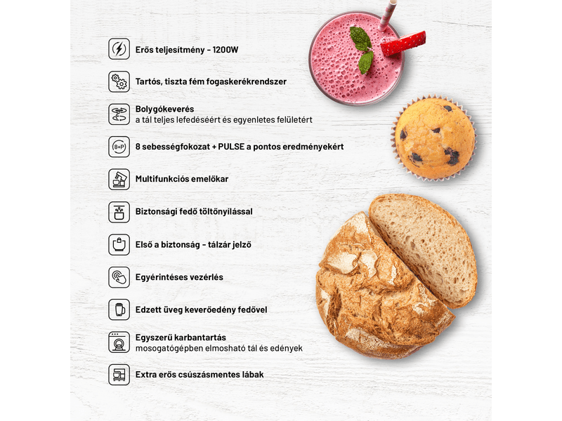 Lauben Kitchen Machine 1200WT Konyhai robotgép, fehér