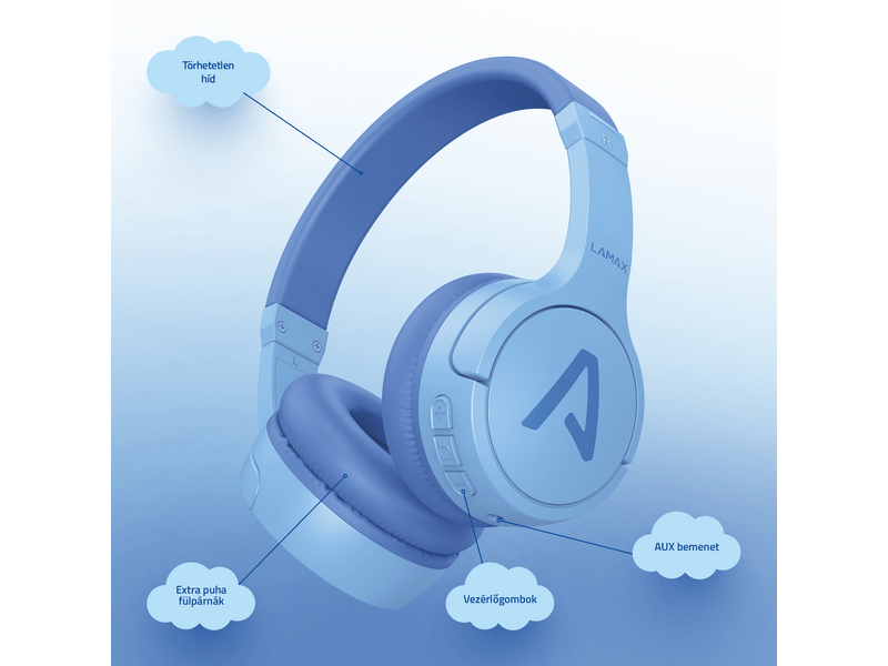 Lamax BaseKid1 Bluetooth gyerek fejhallgató, kék (LXOHMBAKI01LA)