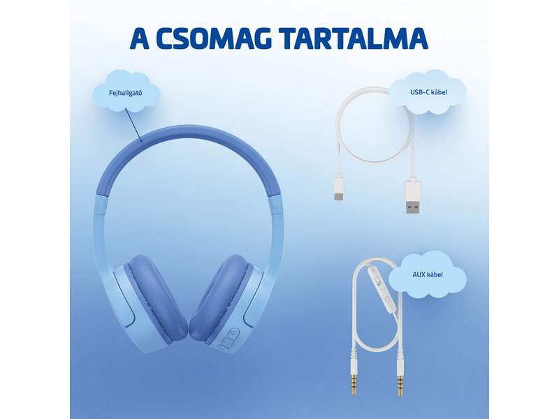Lamax BaseKid1 Bluetooth gyerek fejhallgató, kék (LXOHMBAKI01LA)