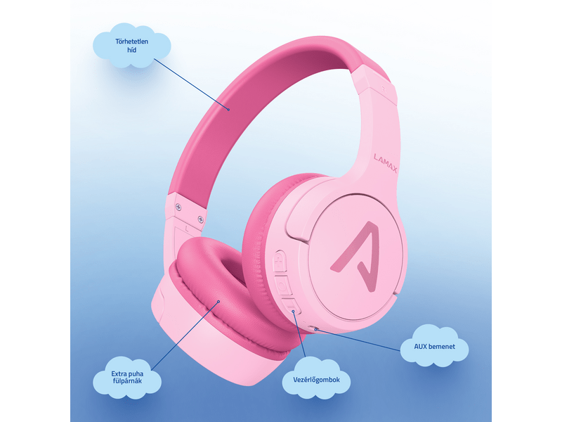 Lamax BaseKid1 Bluetooth gyerek fejhallgató, pink (LXOHMBAKI01PA)