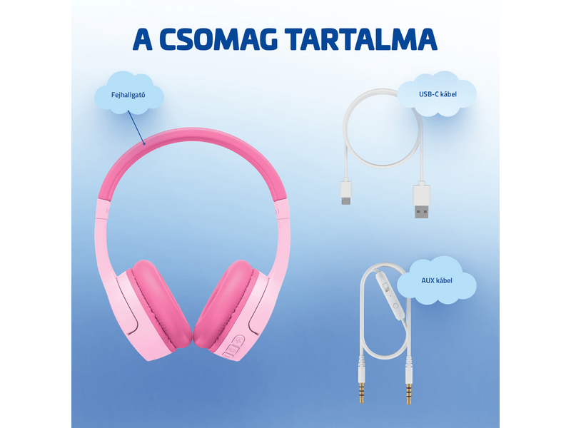 Lamax BaseKid1 Bluetooth gyerek fejhallgató, pink (LXOHMBAKI01PA)