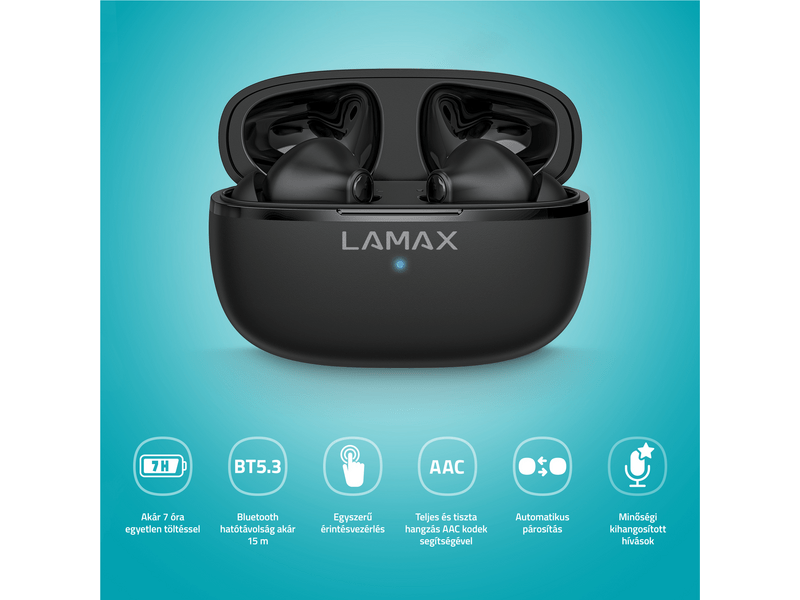 LAMAX Clips1 Play Black TWS fülhallgató, fekete