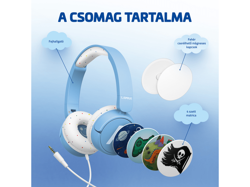 LAMAX Soundkid1 Vezetékes gyerekfejhallgató, kék