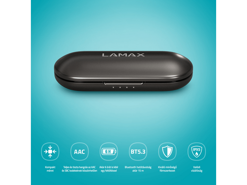 LAMAX SteelTones1 Bluetooth Fülhallgató, fekete (LXIHMSTNS1NAA)
