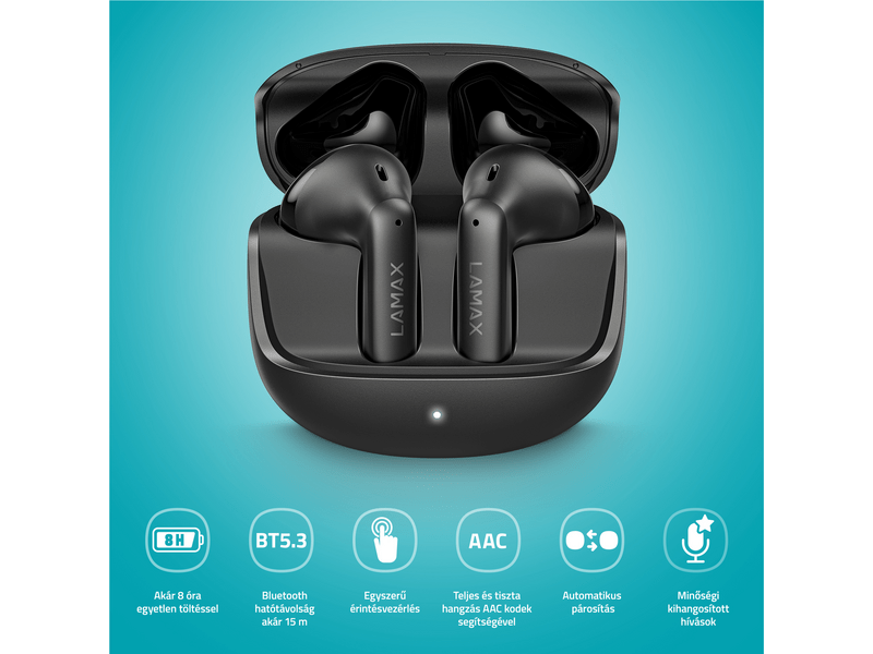LAMAX Tones1 TWS fülhallgató, fekete