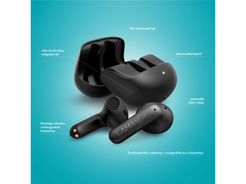 LAMAX Tones1 TWS fülhallgató, fekete