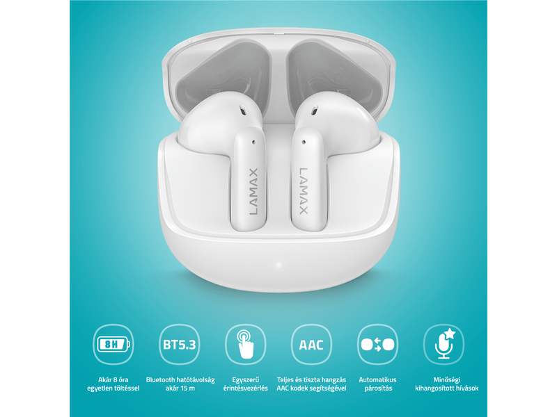 LAMAX Tones1 TWS fülhallgató, fehér