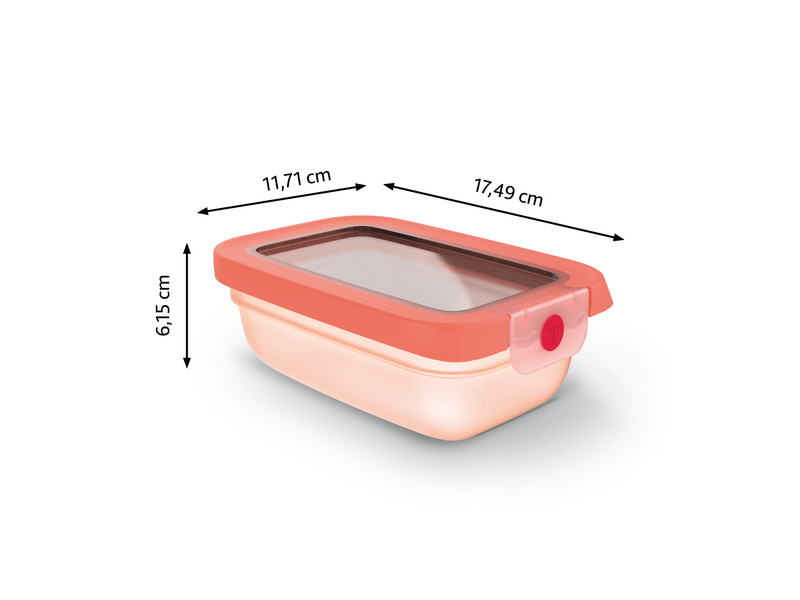 Tefal OneClick Négyszögletű tároló, 0,5l, narancs (N1210210)