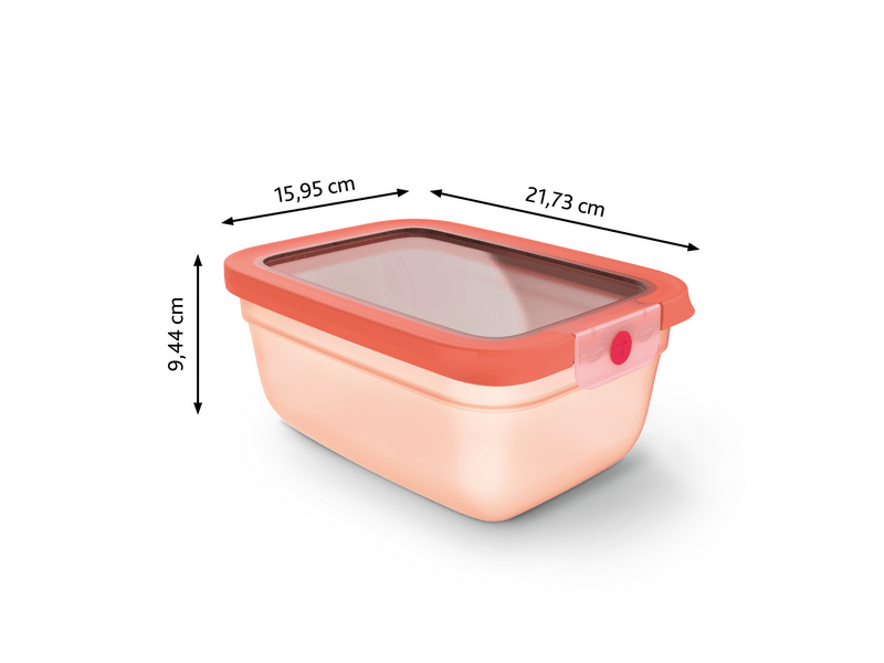 Tefal OneClick Négyszögletű tároló, 1,5l, narancs (N1211110)