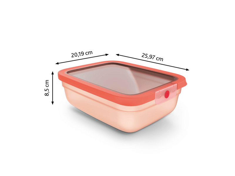Tefal OneClick Négyszögletű tároló, 2,3l, narancs (N1211410)