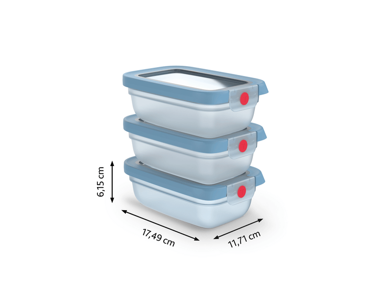 Tefal OneClick Négyszögletű tároló szett, kék (N1230510)