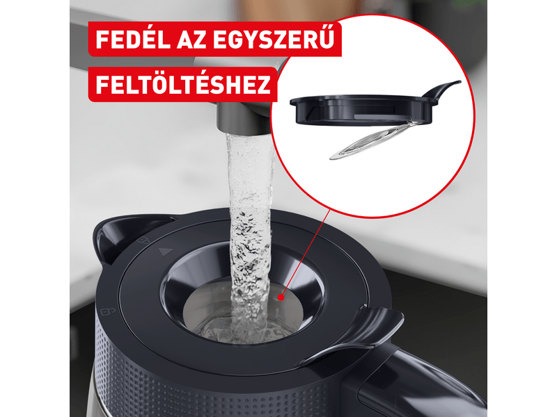 Tefal KO2G08E0 Morning Glass vízforraló, fekete