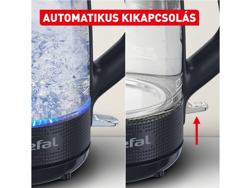 Tefal KO2G08E0 Morning Glass vízforraló, fekete