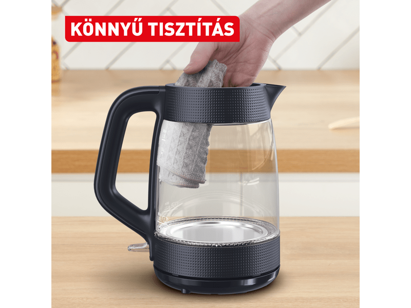 Tefal KO2G08E0 Morning Glass vízforraló, fekete