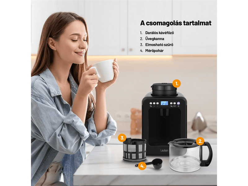 Lauben Grind&Drip 600BB Kávéfőző beépített darálóval
