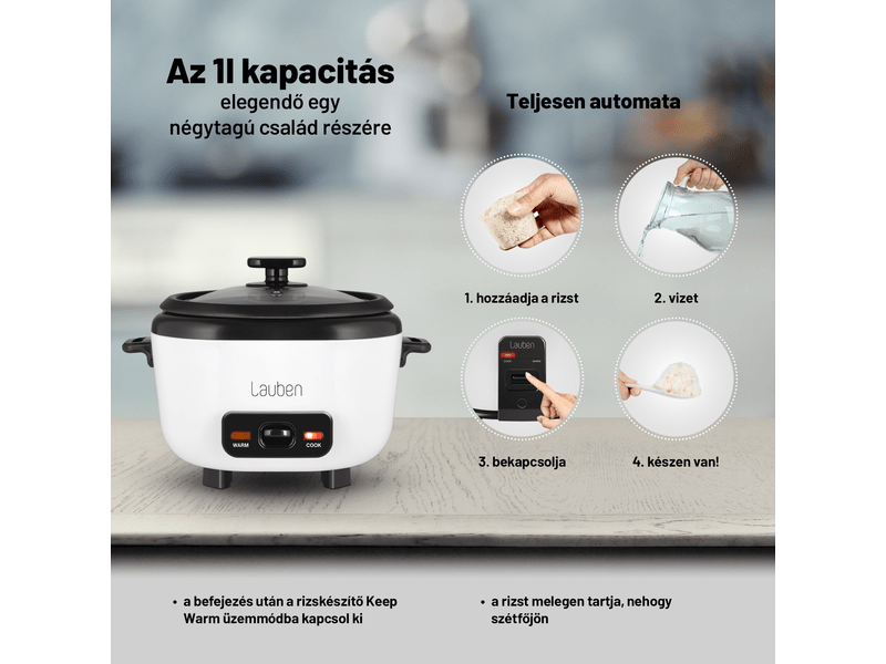 Lauben Rice Cooker Square 1000WB Rizsfőző