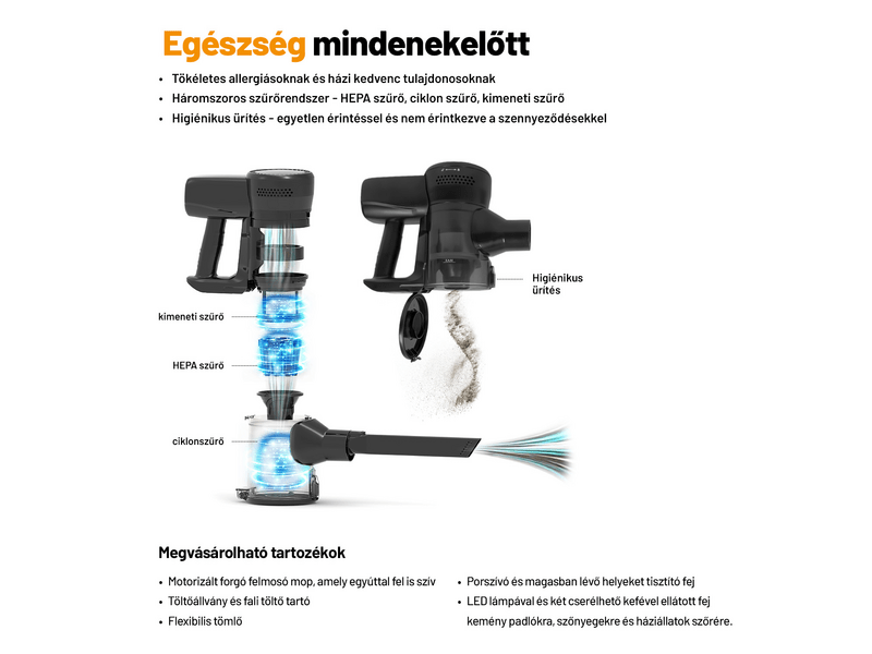 Lauben NSV2V1P400BC 2in1 Pet Plus kéziporszívó