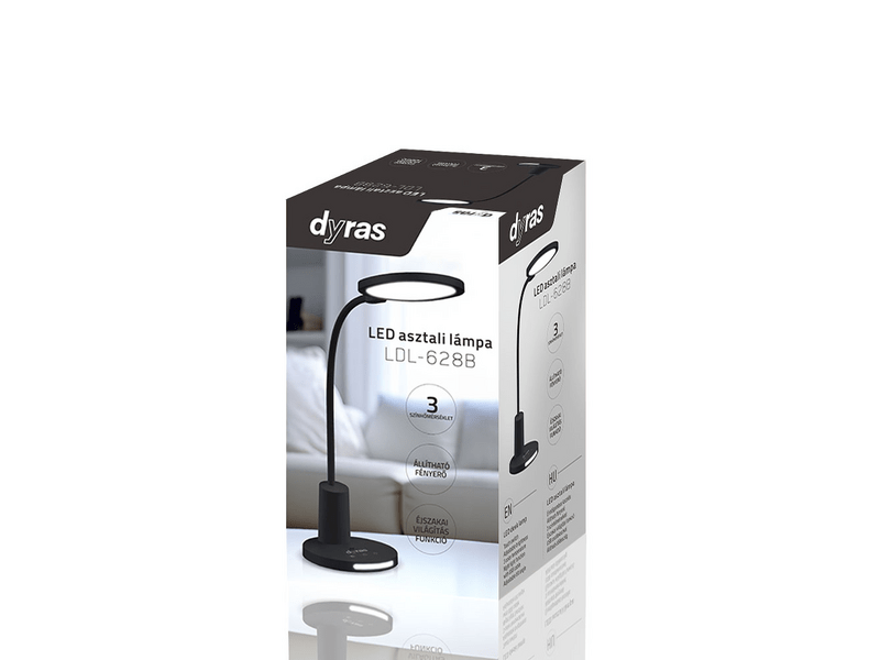 Dyras LDL-628B LED asztali lámpa, fekete