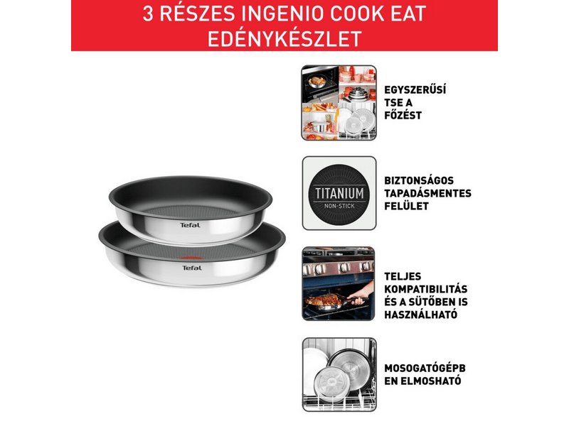 Tefal L8813S75 Cook Eat Ingenio edényszett, 3 db-os