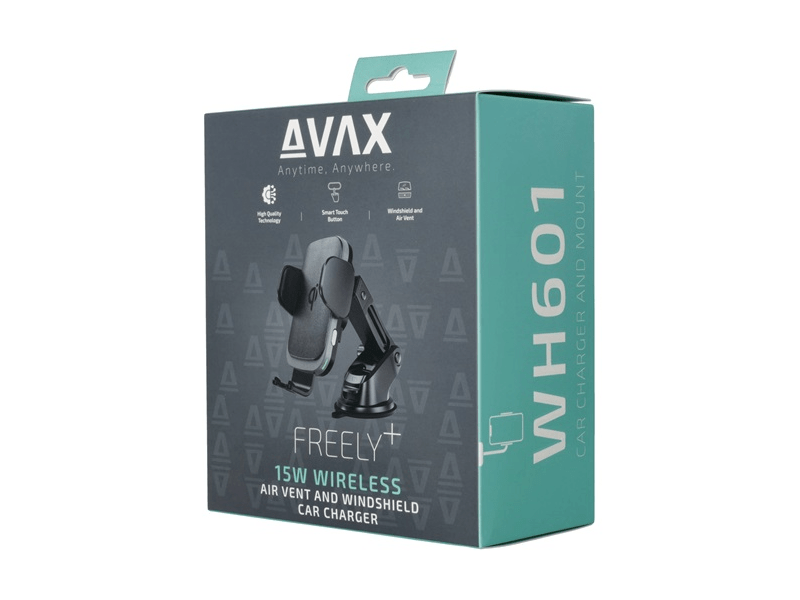 Avax WH601 Feely+ Vezeték nélküli szellőzőrácsra/szélvédőre rögzíthető autós töltő