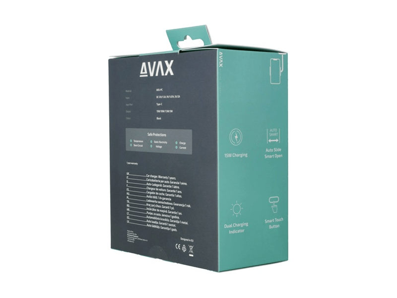 Avax WH601 Feely+ Vezeték nélküli szellőzőrácsra/szélvédőre rögzíthető autós töltő