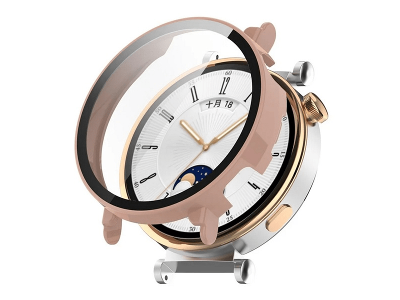 Gigapack Huawei Watch GT 4 41mm Műanyag keret + kijelzővédő üveg, rózsaszín (GP-158360)