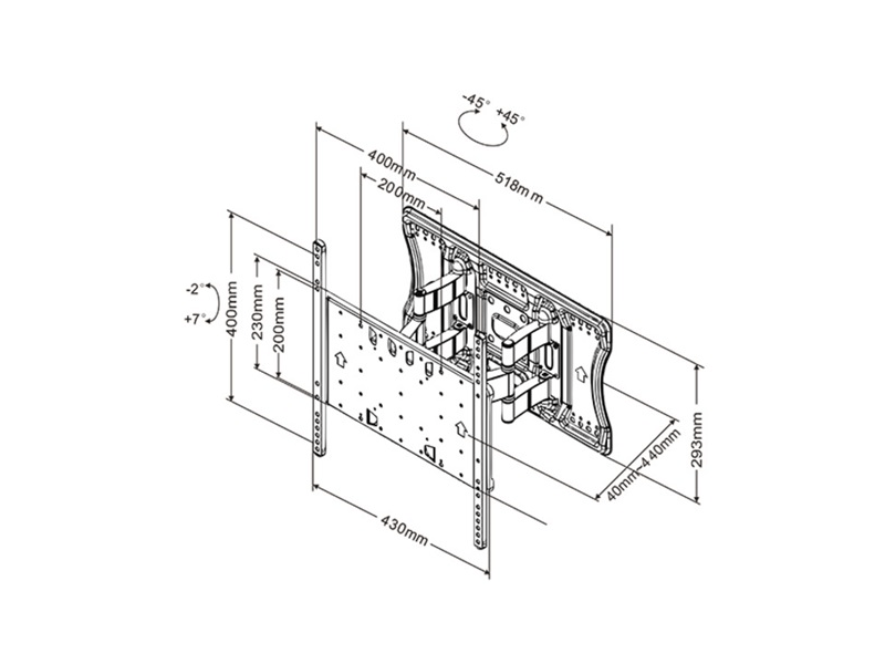 Multibrackets Super Slim Tilt & Turn Plus Fali konzol, 40