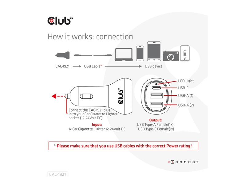 NBT Club3D Notebook / Laptop Car Charger 36 Watt - autós töltő