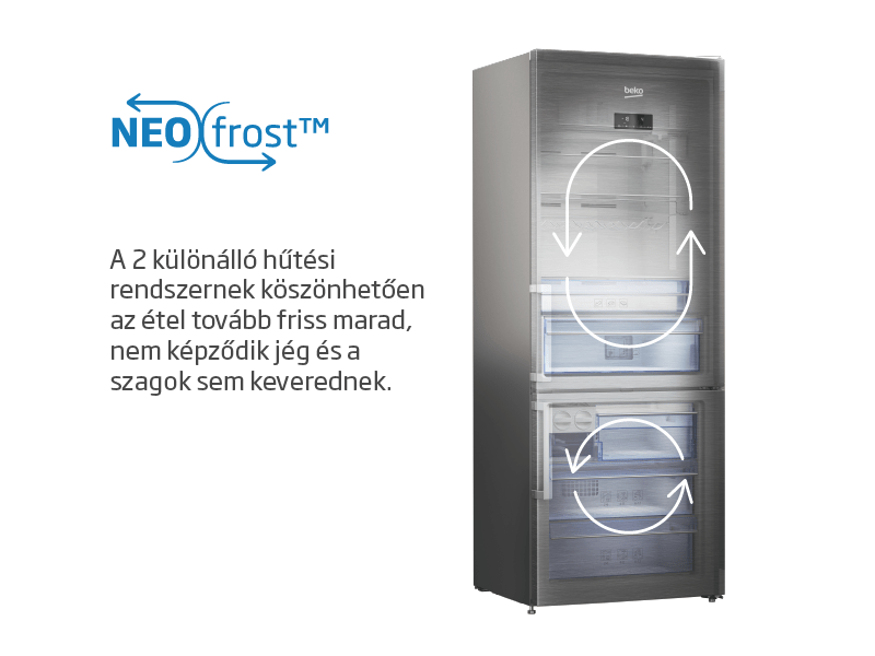 BEKO RCNA366K40XBN Alulfagyasztós kombinált hűtőszekrény