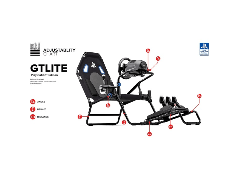 Next Level Racing Szimulátor cockpit - GT-LITE Playstation Edition (Formula ülés; tartó konzolok)