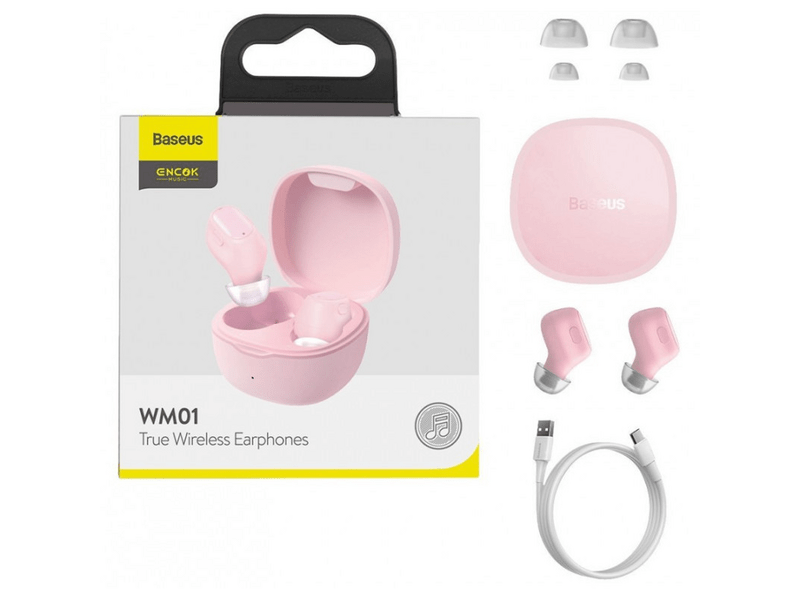 Baseus Encok Vezeték nélküli fülhallgató, rózsaszín (NGWM01-04)