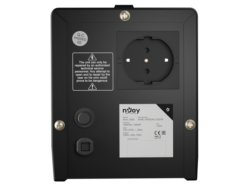 NJOY Toroid Transzformátor 1000VA - Alvis 1000 AVR (Kimenet: 1x Shucko, LCD kijelző, indítás késleltetés)