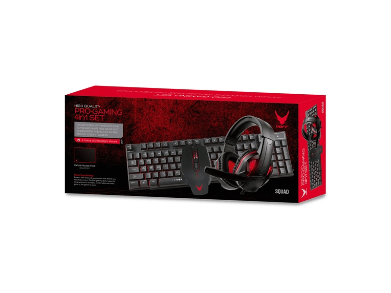 VARR gamer vezetékes billentyűzet + egér + fejhallgató szett, EN kiosztás
