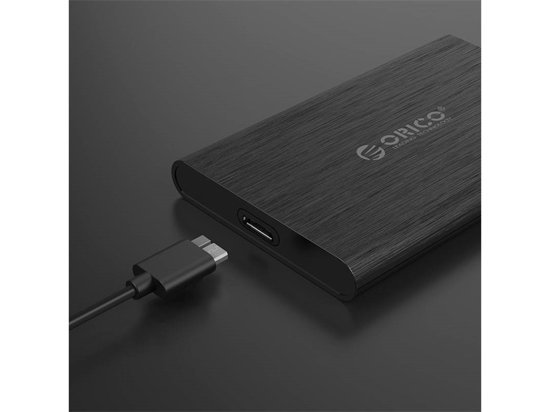Orico 2520C3-BK/46 Külső HDD/SSD Ház, Fekete, 2.5
