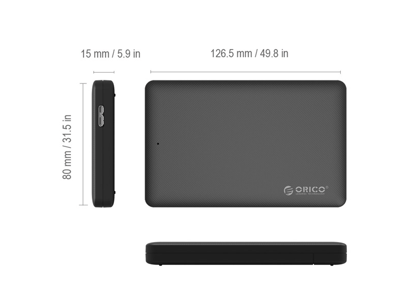 Orico 2577U3-BK/71 Külső HDD/SSD Ház, 2.5