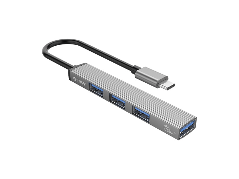 Orico USB3.0 Hub - AH-13-GY/26/ (4 port, Bemenet: USB-C, Kimenet: 1xUSB-A 3.0, 3xUSB-A 2.0, ezüst)