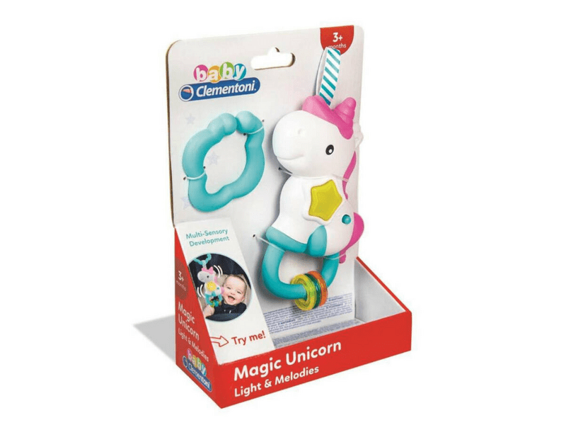 Clementoni Unikornis csörgő és rágóka, fény- és hanghatásokkal (17366)
