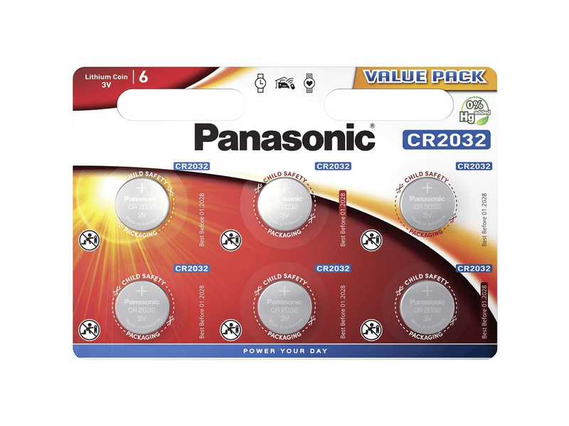 Panasonic CR2032 3V lítium gombelem, 6db (CR-2032EL/6BW)
