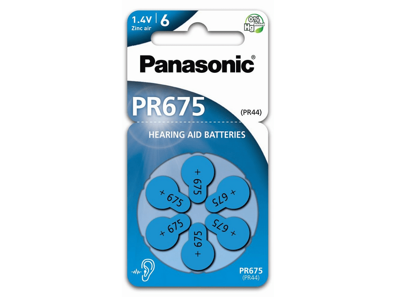 Panasonic PR-675(44)/6LB PR675 cink-levegő hallókészülék elem 6 db/csomag
